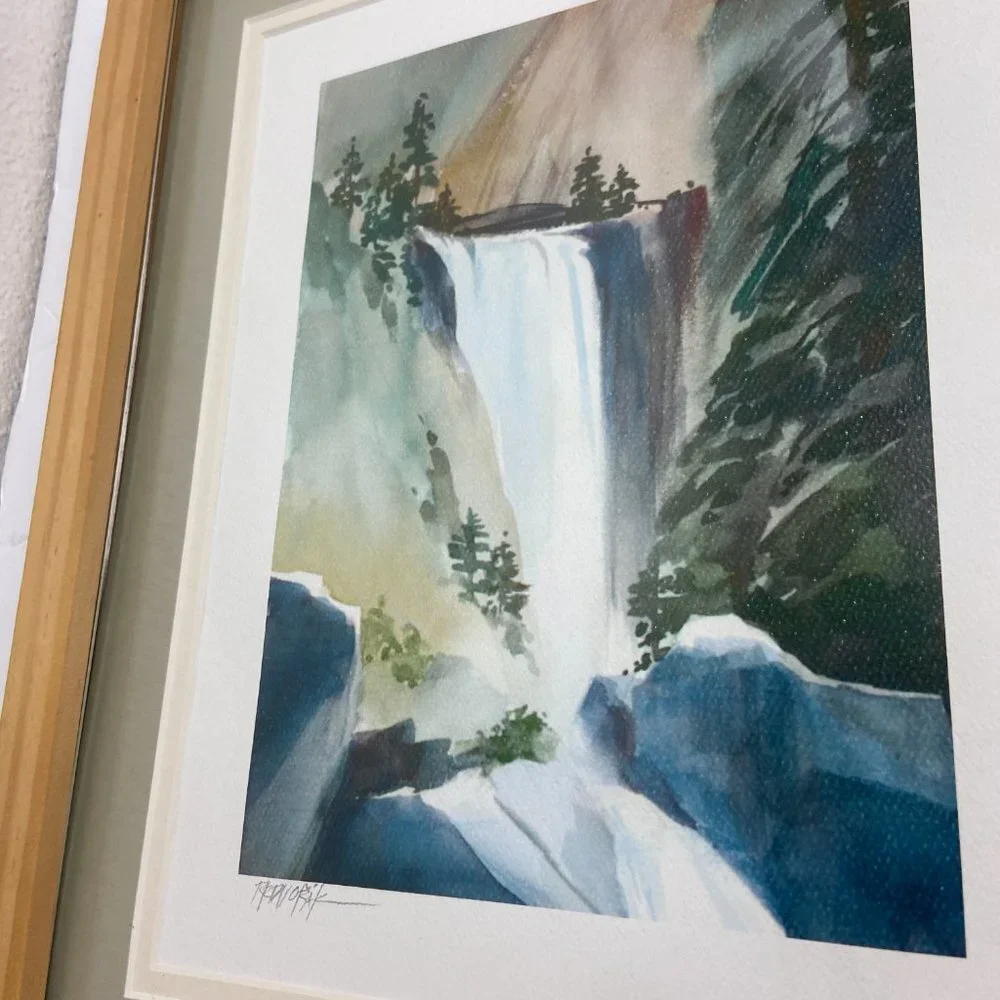 Watercolor Art  Robert Regis Dvorak  Signed  Falls Wooden Framed